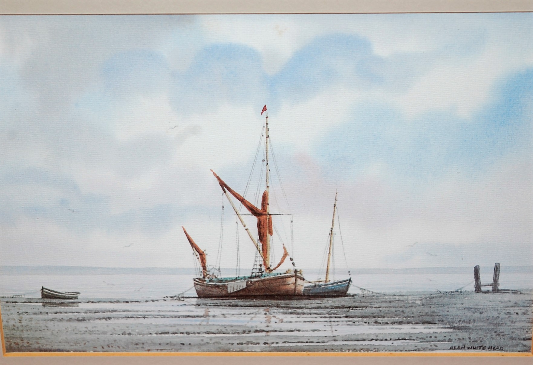 Assorted pictures and prints to include Alan Whitehead - boats at anchor (4)