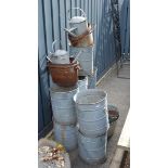 A quantity of galvanised metal and zinc garden wares to include buckets, watering cans,