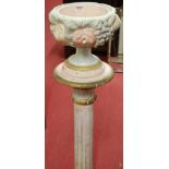A painted and gilt decorated softwood jardiniere on stand, h.