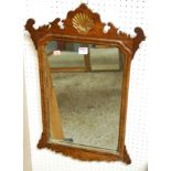 A Chippendale style carved walnut wall mirror,