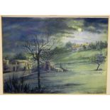Benjamin Smith - landscape under moonlight, watercolour, signed and dated lower right '83,
