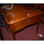 A contemporary French joined walnut low single drawer occasional table