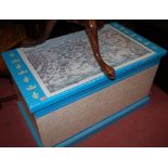 A painted pine hinge-top blanket box,