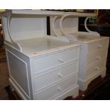 A pair of contemporary white painted three drawer bedside chests,