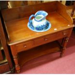 A Victorian mahogany round cornered three-quarter gallery back wash stand,