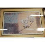 Pair of contemporary still life prints in silvered frames