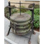 A Victorian cast iron blacksmith's bellows by Alldays & Unions Ltd of Birmingham (leather and oak