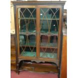 A good quality circa 1900 mahogany double door glazed china display cabinet,