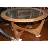 A 1960s G-Plan teak circular coffee table,