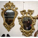 A Rococo style gilt gesso wall mirror, 67cm, and one other similar,