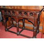 A Victorian Aesthetic Movement pitched pine alter table,