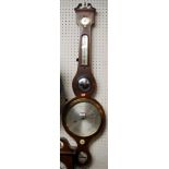 A 19th century mahogany, ebony and box wood strung five dial wheel barometer,