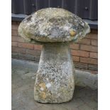 A 19th century Derbyshire sandstone staddlestone having two section top,