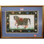 Indian school - study of a show horse, gouache on silk within border,