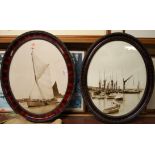 A pair of oval framed photographic prints,