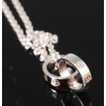 A boxed Cartier 18ct white gold pendant and neck chain, from the Love collection,