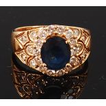 An 18ct gold, sapphire and diamond dress ring,