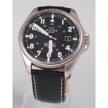 A Glycine Combat gents stainless steel cased automatic wristwatch, having signed black dial,