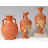 A 19th century terracotta copy of the Portland vase, possibly by Samuel Alcock & Co,