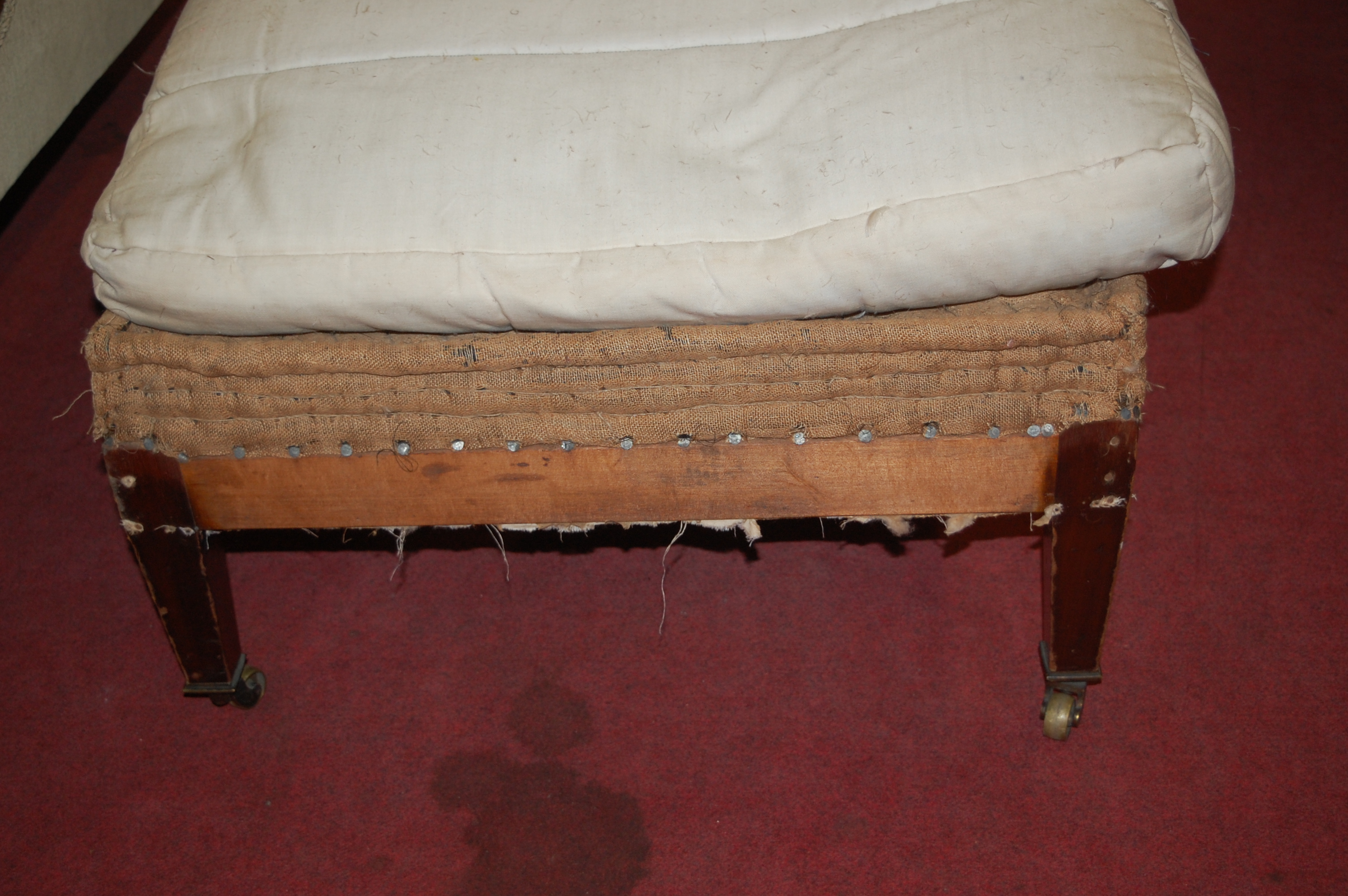 A late Victorian wingback day-bed by Howard & Sons, partly floral upholstered, - Image 8 of 9