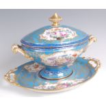 A Limoges porcelain pedestal tureen and cover on stand, decorated by Camille Le Tallec,