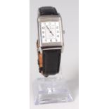 A gents Jaeger le Coultre stainless steel Reverso mechanical wristwatch,