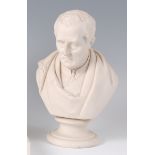 A Joshua Pitts Parian porcelain bust of the Duke of Wellington, raised on a turned socle,