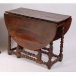 A circa 1700 joined oak gateleg table,