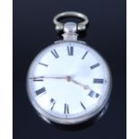 A William IV silver cased gents pocket watch, formally being pair-cased,