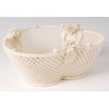 A first period Belleek porcelain shamrock basket, circa 1863-1890,
