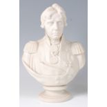 A Copeland Parian porcelain bust of Lord Nelson, mid-19th century, probably by John Flaxman,