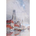 Louis Van Staaten (Dutch 1836-1909) - A canal in Gurringheim, watercolour, signed lower right,