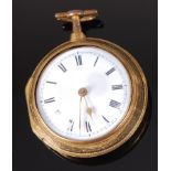 A George III gilt metal pair cased gents pocket watch,