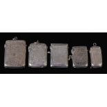 A late Victorian silver vesta, of rectangular form,