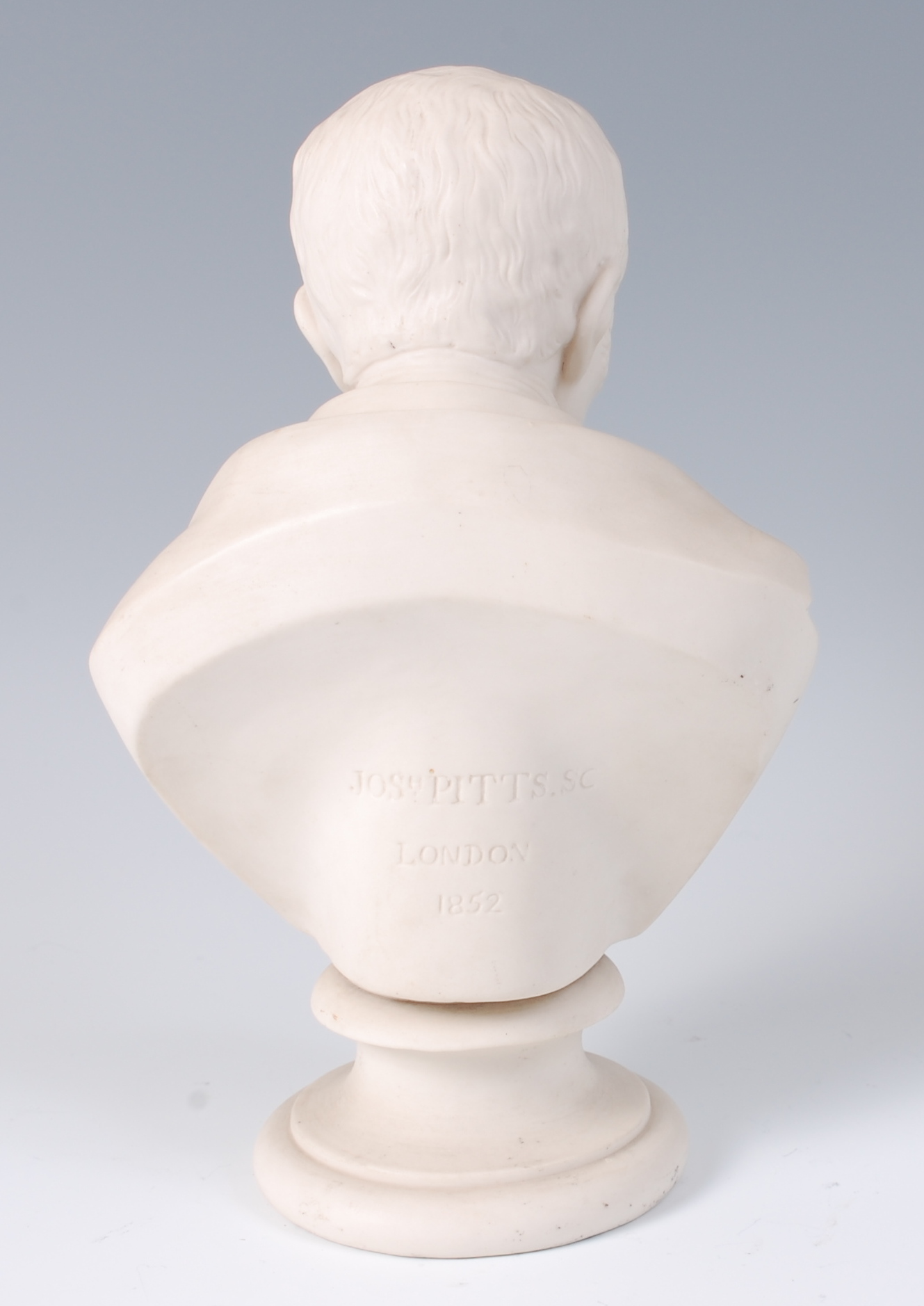 A Joshua Pitts Parian porcelain bust of the Duke of Wellington, raised on a turned socle, - Image 2 of 2