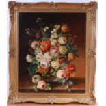Oskar Robert Dogarth (Austrian 1898-1961) - Still life with flowers in a glass bowl, oil on board,