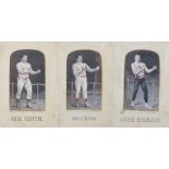 Three 19th century Stevens of Coventry silk studies, depicting the Pugilists John L Sullivan,