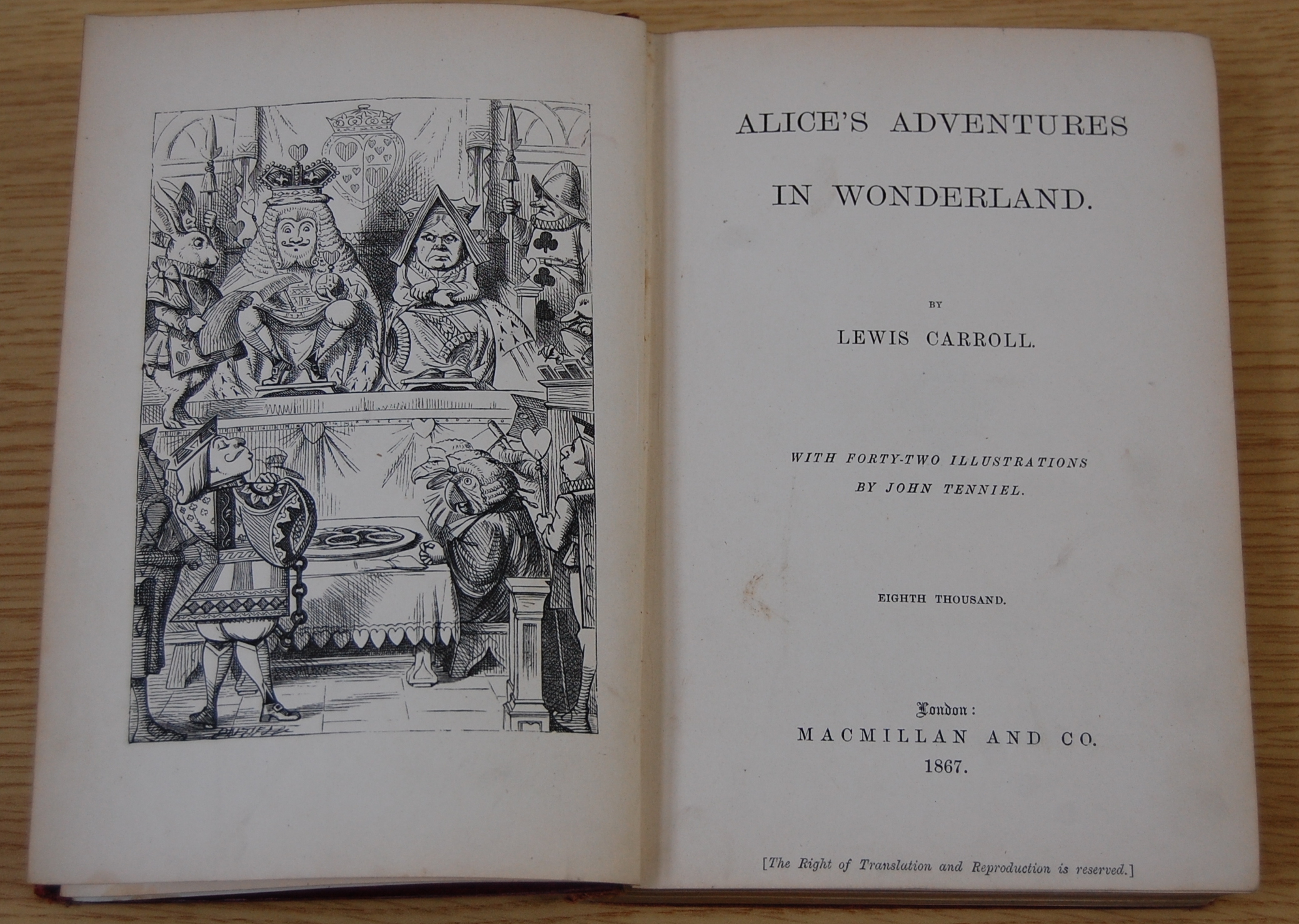 CARROLL Lewis, Alice's Adventures in Wonderland, London 1867, Eighth Thousand, - Image 2 of 3