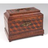 A George III walnut and marquetry inlaid tea caddy,