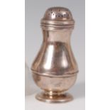 A George II silver pedestal pepperette, of baluster form to a footed base, 2.