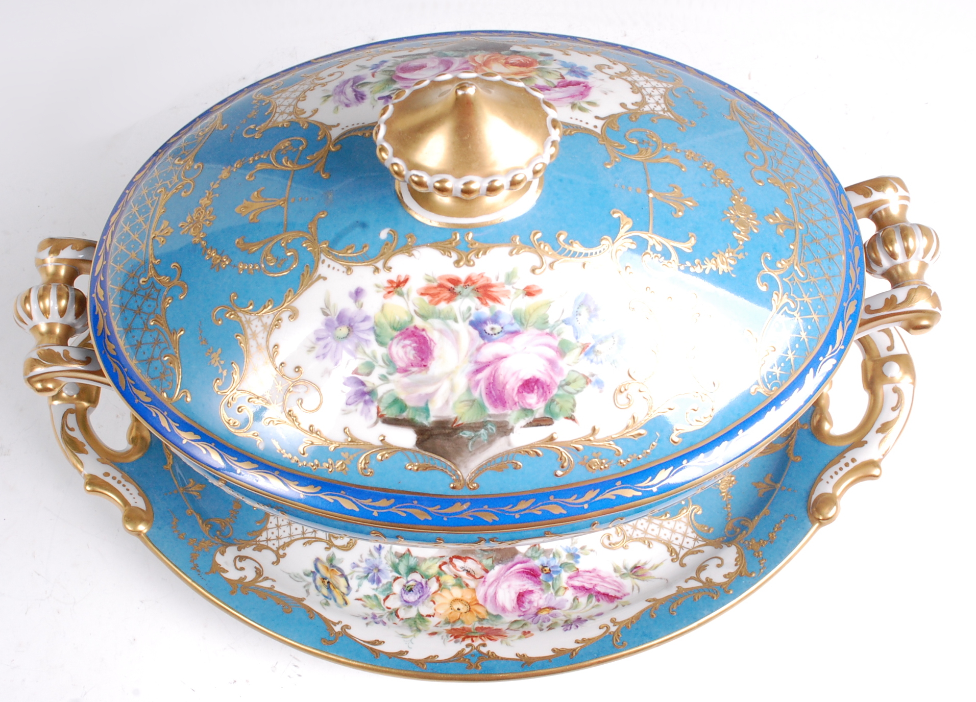 A Limoges porcelain pedestal tureen and cover on stand, decorated by Camille Le Tallec, - Image 2 of 5