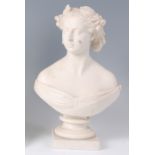 A Minton Parian porcelain portrait bust of the young Queen Victoria, circa 1850,