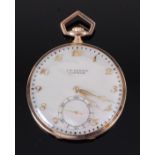 A J W Benson of London 9ct gold cased gents open faced pocket watch,