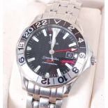 A gents large size stainless steel Omega Seamaster GMT chronometer bracelet watch, circa 2007,