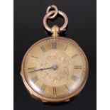 An 18ct gold cased ladies pocket watch by J W Benson of London, having finely engraved back cover,