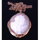A Victorian carved shell cameo brooch,