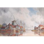 Louis Van Staaten (Dutch 1836-1909) - Rotterdam Harbour, watercolour, signed lower right,