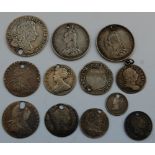 Great Britain, mixed lot of Elizabeth I and later silver coins, to include; 1708 Queen Anne