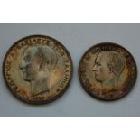 Greece, 1873 2 drachmai, Monnaie de Paris, George I, rev. arms on crowned mantle; together with an