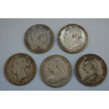 Great Britain, mixed lot of 5 various George III and later half crowns, to include; 1819 George III,